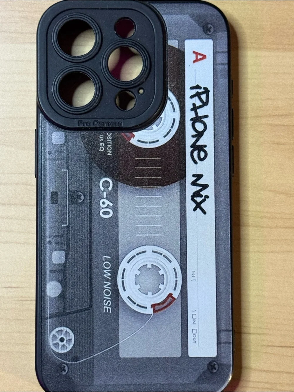 Cassette Tape Graphic iPhone Case - Black/Grey For iPhone 15 Pro